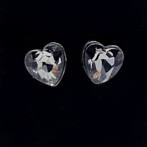 Black Smoky Heart Crystal Earrings - Picture 1 of 3